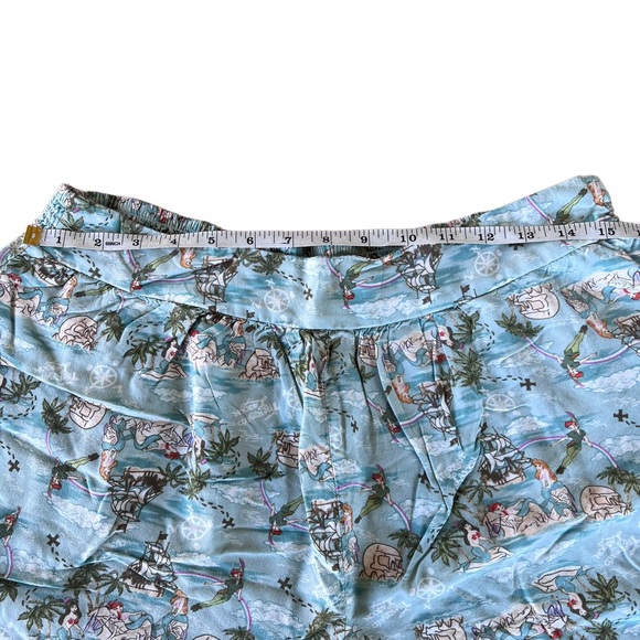 Disney Peter Pan Mermaid Lagoon Retro Challis Shorts Large Loose Fit Pleated GUC - Picture 7 of 10